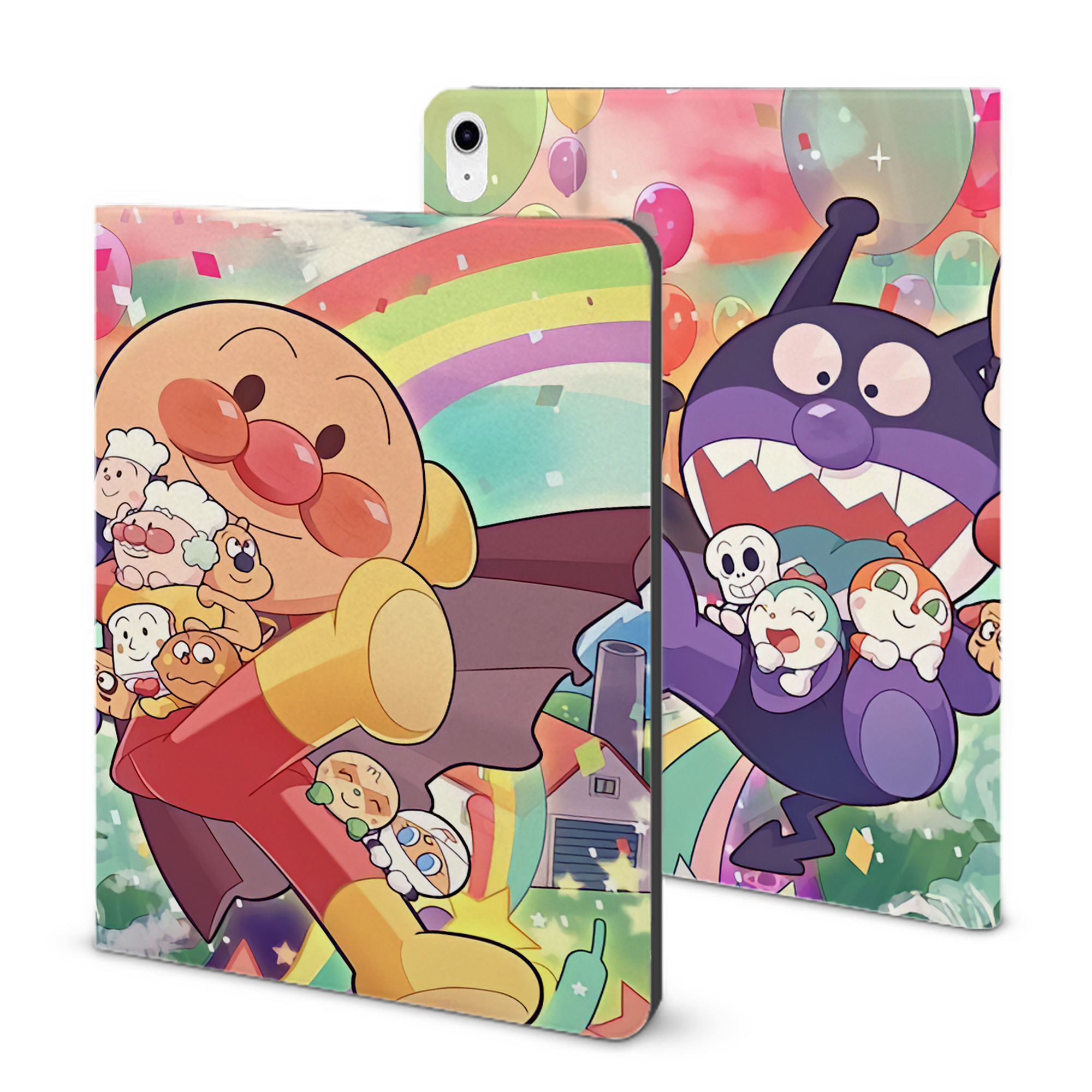 （画像用） アンパンマン Anpanman IPad ケース ブック型 PUレザー TPU 耐衝撃 軽量 薄型 ペン収納なし 全面保護 IPad 各モデル対応